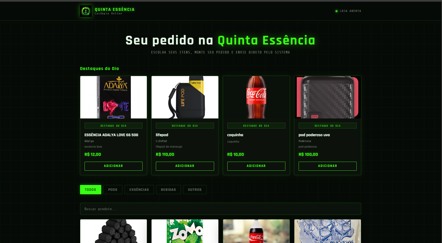 Cardápio digital Quinta Essência